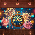 thumbnail image 4 of Night Cityscape Happy New Year Banner Glittering Fireworks Celebration Banner Festive Design for Party Decoration Holiday Event Celebration, 4 of 9