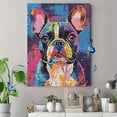 thumbnail image 4 of Colorful Bulldog Decorative Painting/Canvas Art， Suitable for Living Room， Bedroom， Office，Hallway， Apartment， Coffee Shop， adding artistic atmosphere and bright color splash., 4 of 8