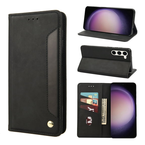 TECH CIRCLE Galaxy S24 Plus Wallet Case, Ultra Slim Premium PU Leather Card Slot Kickstand Magnetic Soft Flip Fold Shockproof  Protective TPU Inner Phone Case for Samsung Galaxy S24 Plus 2024,Black