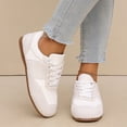 thumbnail image 2 of Domzle Women Faux Suede Lace-Up Fashion Sneakers Non Slip Tennis Sneaker Shoes Comfortable Athletic Sneakers Lightweight Walking Shoes Beige, 2 of 8