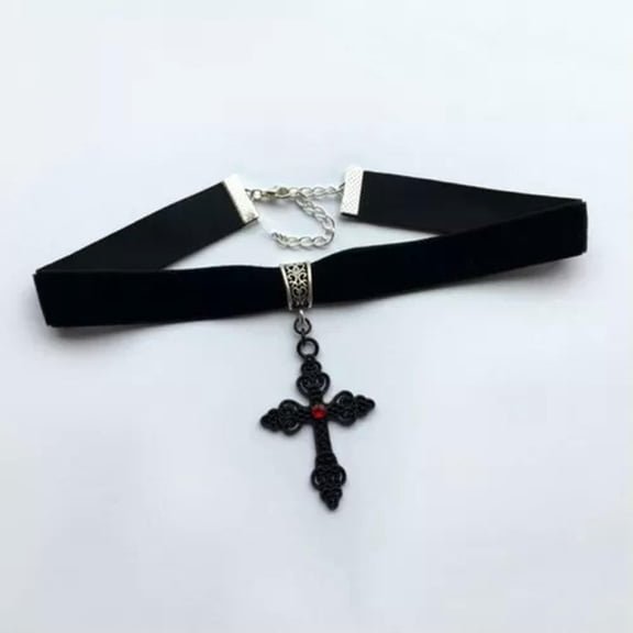 HOOUN Gothic Vintage Black Velvet Choker Collar Crystal Pendant Necklace Women Jewelry-#5