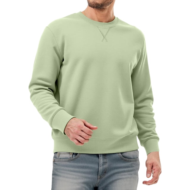 Chandail Molletonné Uni pour Homme - Manches Longues, Col Ras du Cou, Sans Capuche, Coupe Ample, Chaud pour la Maison, la Randonnée en Plein Air et le Quotidien