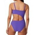 thumbnail image 2 of Bar III Women's Purple Micro Rib One-Shoulder Cutout One-Piece Swimsuit, 2 of 2