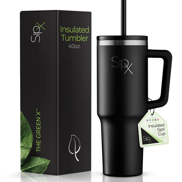 Vaso aislante SIPX de 1180 ml con asa y tapa, sin BPA