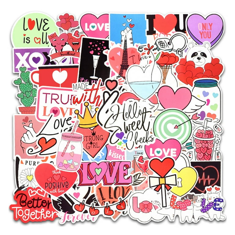 Waterproof Pvc Guka Diy Material Lovely Heart Stickers For Scrapbooking  With Adhesive Backing