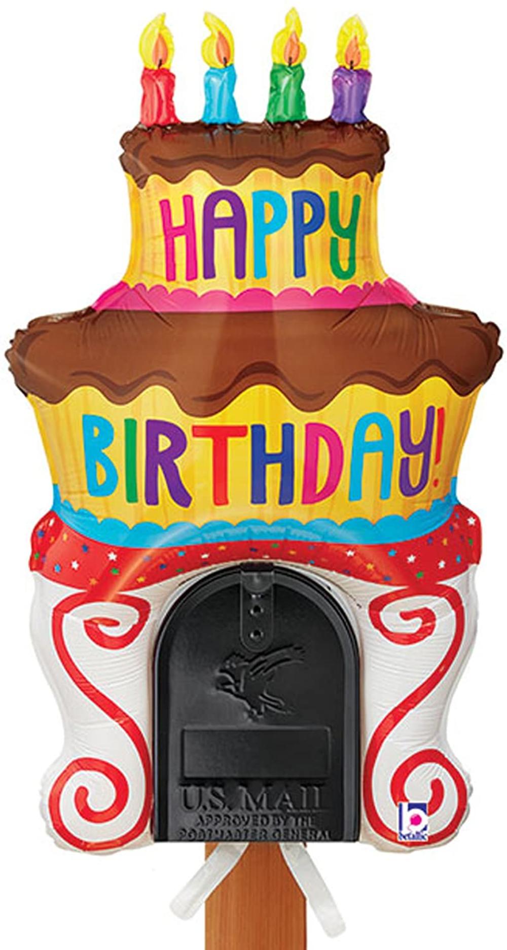 Happy Birthday Cake Balloon Mailbox Decoration, Reusable Party