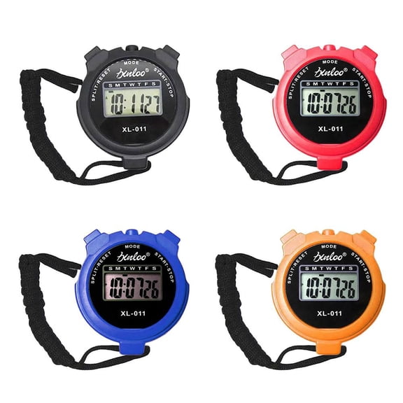 4 Packs Digital Stopwatch Timer Counter,3-in-1 Multifunctional Handheld Timer with Large Display for Sports, Lab, Fitness (Black/Red/Orange/Blue)