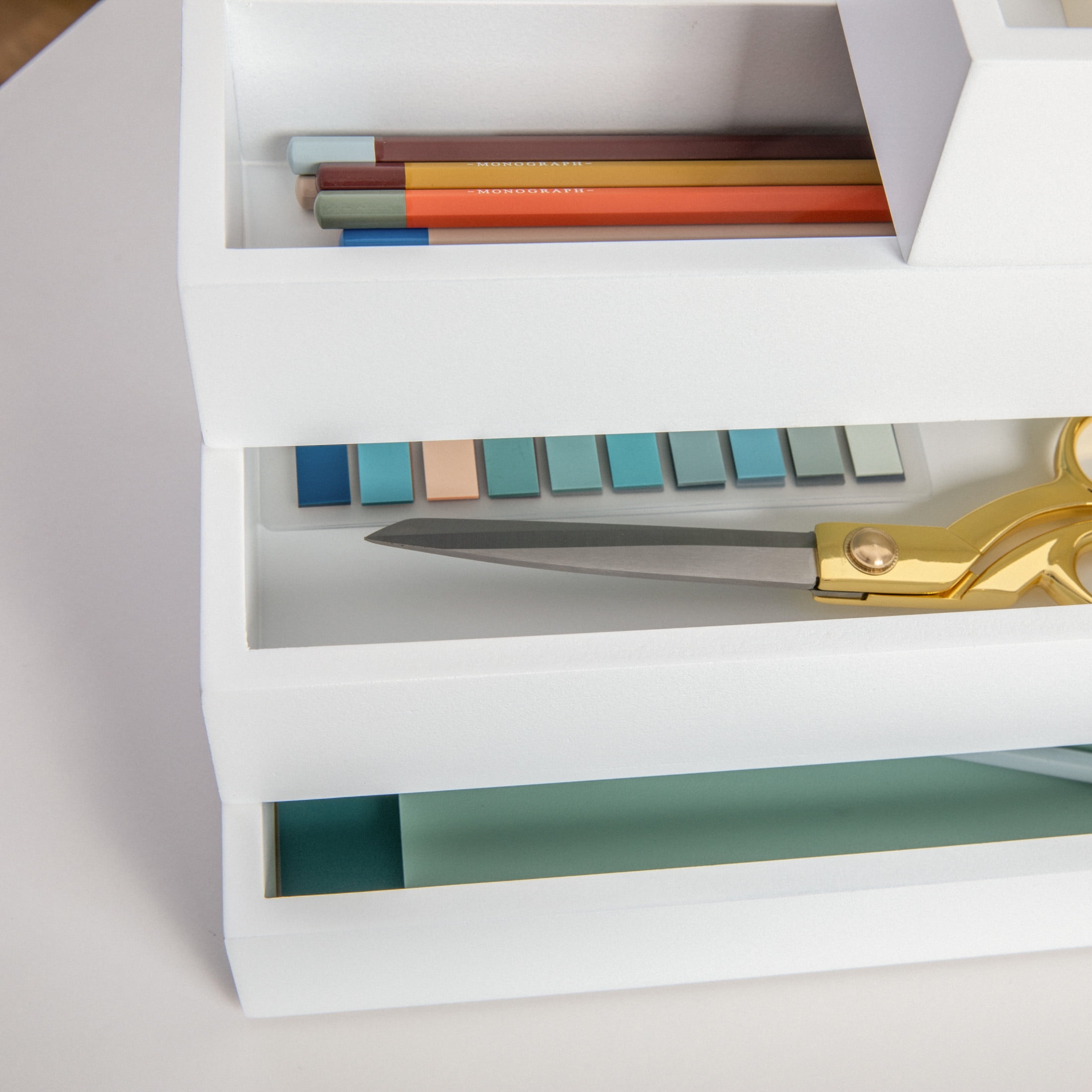 Martha Stewart Enzo 6 Piece Wooden Desk Drawer Organizer Set in White
