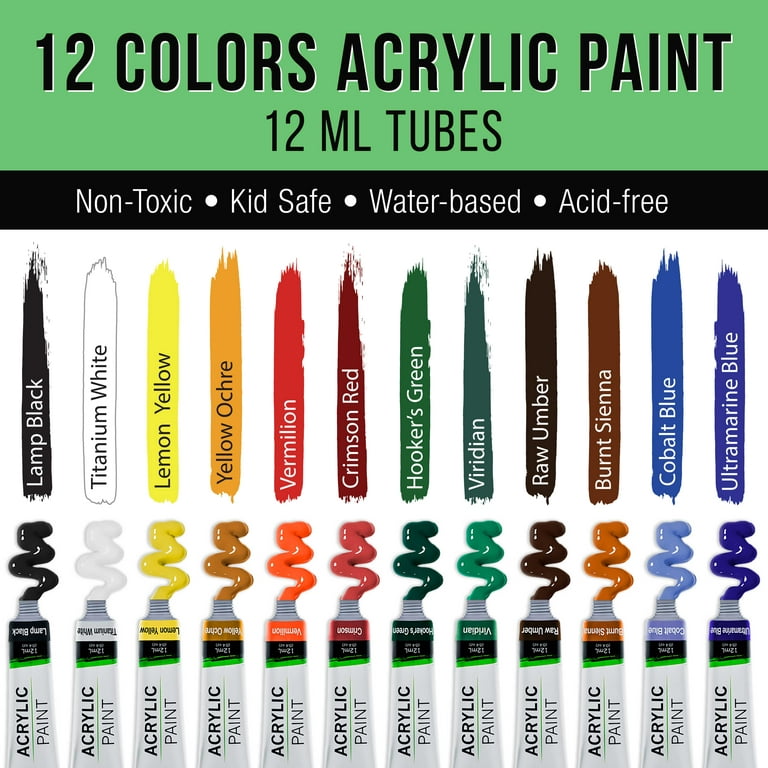 Acrylic Paint Set for Kids, Artists and Adults - 12 21 Piece Set, Multi  Color