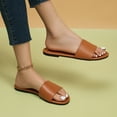 thumbnail image 4 of Mepaouo Women's Flat Sandals Open Toe Slip on Leather Slide Comfortable Fashion Beach Slippers Shoes, 4 of 8