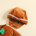 thumbnail image 4 of Newborn Baby Girls Boys Christmas Costume Gingerbread Man Romper Long Sleeve Velvet Jumpsuit + Hat Xmas Infant Cute Clothes, 4 of 6