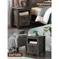 thumbnail image 4 of OKD Farmhouse Nightstand with Charging Station for Bedroom, 2-Drawer Rustic End Tables for Living Room, Dark Rustic Oak, 4 of 10