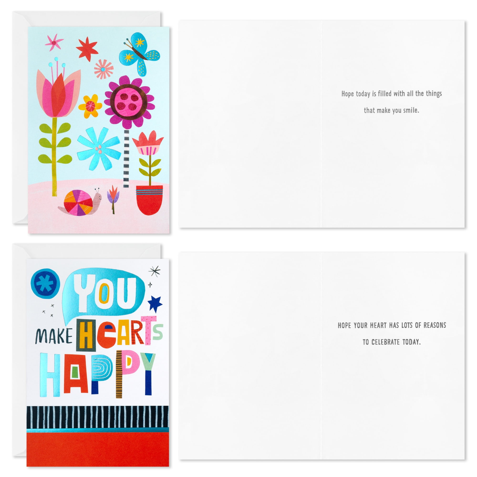 Hallmark Assorted Multi-Occasion Cards (Collage Lettering and Flowers), Pack of 12