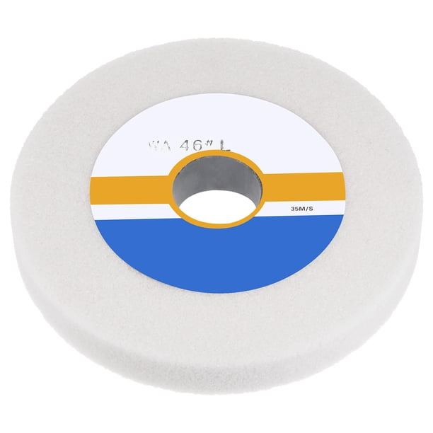 Rueda de esmeril de banco Uxcell de 6 pulgadas, grano 46, grosor de 0.8" y arbor de 11/4 pulgadas, blanca