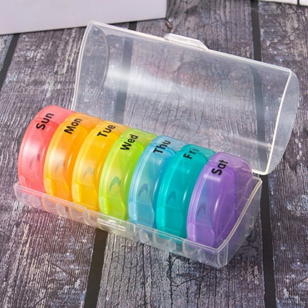 

Bcloud Weekly Pill Organizer Airtight Portable Plastic 7 Day Moisture Proof Vitamin Storage Container for Travelling