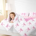 thumbnail image 3 of Erosebridal Bow Letter H Twin Comforter Sets for Girls, Pink Watercolor Ribbon Bedding Set, Pink Reversible, 2pcs, 3 of 6