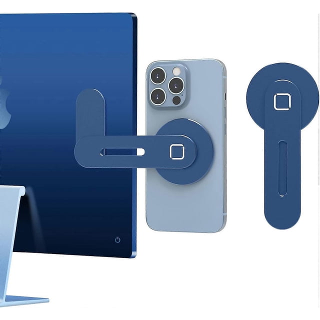 Magnetic Laptop Stand, Adjustable Phone Screen Side Stand for iPhone 14 Plus/ iPhone 13 Pro Max/ iPhone 12, Foldable Laptop Extender, Blue