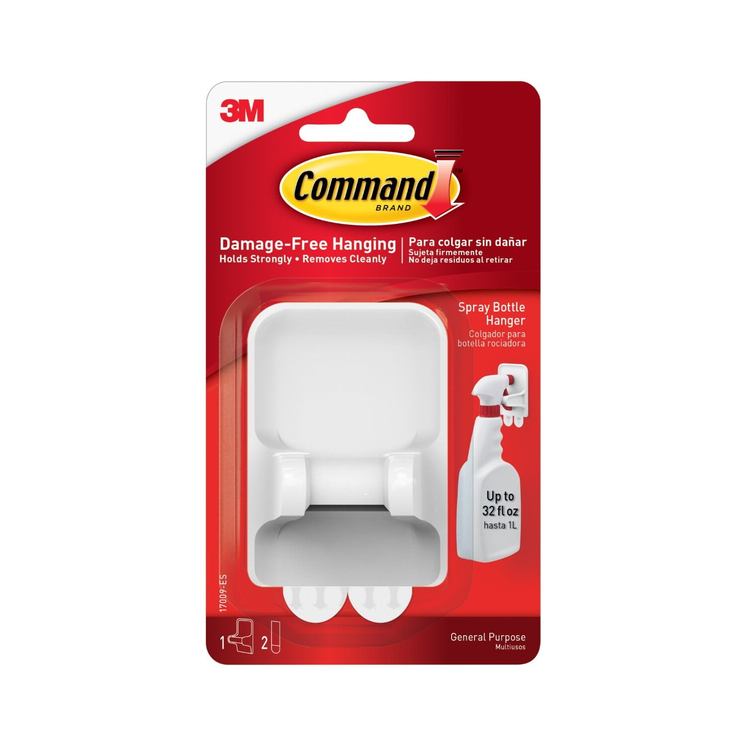(2 pack) Command Spray Bottle Hanger, 1 Hanger, 2 Large Strips