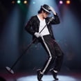 thumbnail image 5 of 80s 90s Pop Star 𝗖ostume, Set, Black Sequin Jacket, Trousers, Hat, Gloves, Wig, Dance Party Outfit Men's 80s Tracksuit, 5 of 5