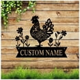 thumbnail image 3 of Custom Chicken Flower Metal Sign Personalized Farm Hen Chick Rooster Metal Name Sign Plaque Farmhouse Outdoor Wall Decor, 3 of 6