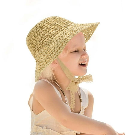 

Mchoice Little Girl Kids Summer Straw Hat Toddler Girls Wide Brim Floppy Beach Sun Visor Hat Girl s Sun Hat on Clearance