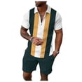 thumbnail image 2 of Afdoent Mens Two Piece Outfits Men's 3D Short Sleeve Suit Shorts Beach Tropical Body Sports Shorts Suit Color Block Sports Beach Clothes Fashion, 2 of 3