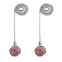 Royal Designs 24 Inch Adjustable Ceiling Fan Pull Chain Extension with Glamorous Daisies Ornament, Pink, Set of 2