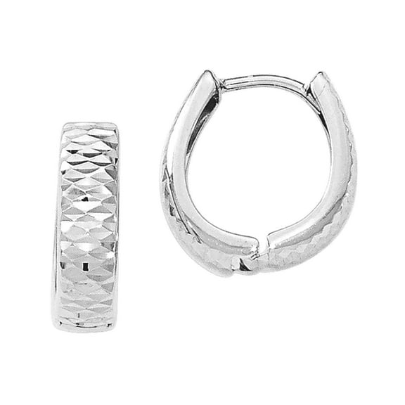 Primal Gold 14 Karat White Gold Textured Hinged Hoop Earrings