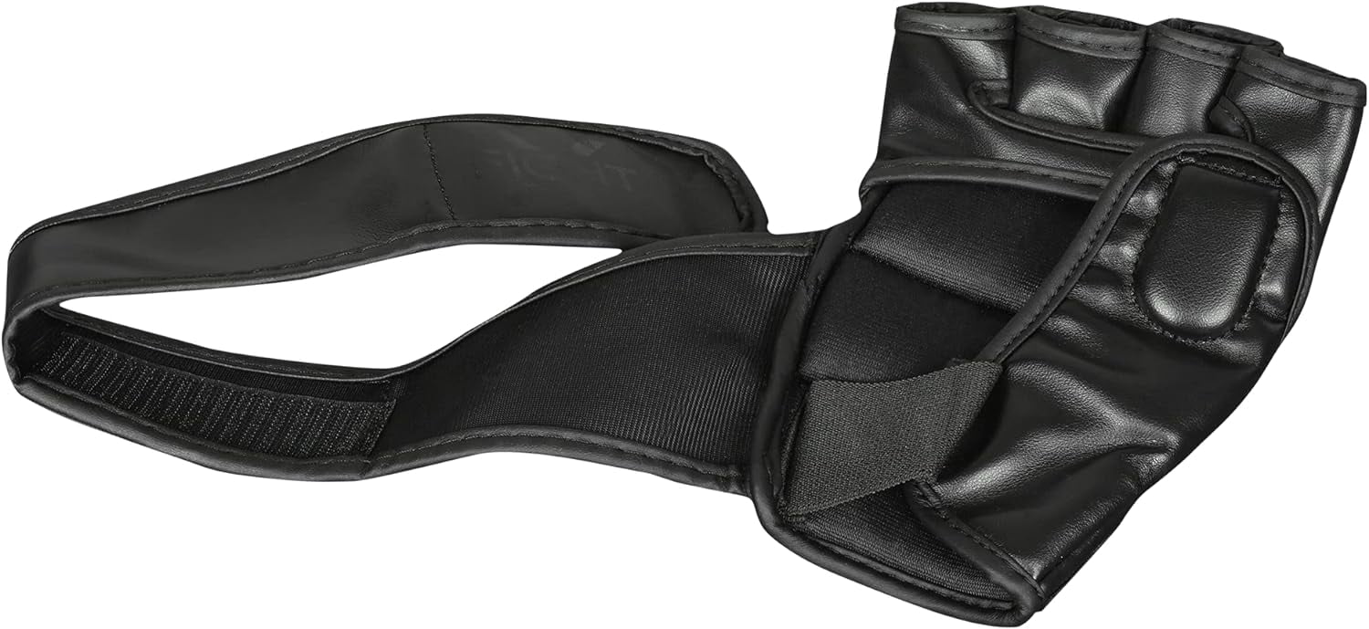 FightX MMA Glove for Adults Grip Wristwrap for Practice Fingerless boxing Gloves (Full Black, L/XL)