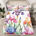 thumbnail image 2 of Manfei Cute Cartoon Floral Queen Sheet Sets,Rainbow Kawaii Floral Flat Sheet,Purple Pink White Queen Fitted Sheet For Girls,Luxury Bedroom Decor,4-Piece, 2 of 7