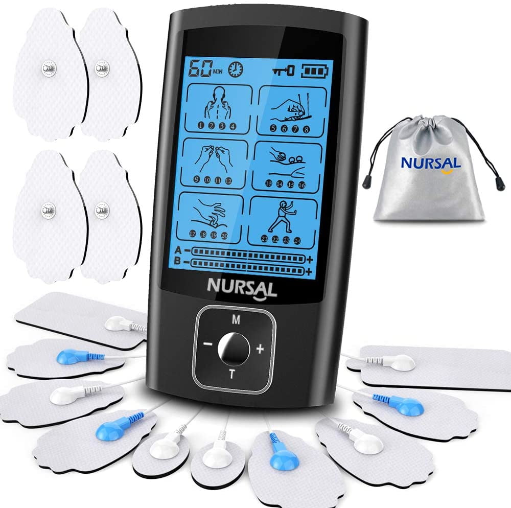 MaytoyoTENS EMS Unit 24 Modes 30 Level Intensity Muscle Stimulator for Pain  Relief, Dual Channel Rechargeable Mini TENS Machine Pulse Massager with