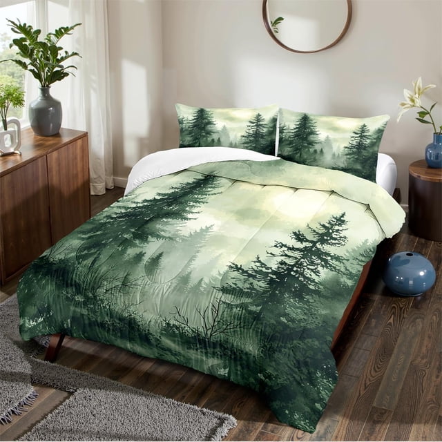 Juego de edredón Coutuechen, color verde oliva, color botánico, tamaño doble