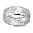thumbnail image 3 of 925 Sterling Silver Platinum Plated Flower Band Women Women Valentines Day Gifts Ring, 3 of 4