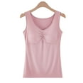 thumbnail image 2 of Women's Modal Cotton Tank Top with Shelf Bra, Sleeveless V Neck Soft Pamajas Top with Built in Bra for Women (Free Size, Pink), 2 of 4