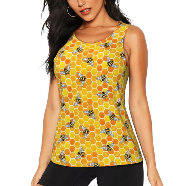 Easygdp Nid d'Abeille pour Femmes Débardeur de Sport, Haut de Course, Chemise de Randonnée, Séchage Rapide pour Course, Yoga, Randonnée-TG