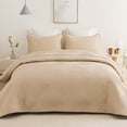 thumbnail image 3 of Whale Flotilla King Quilt Set, Soft Lightweight Quilts Bedspreads Coverlet with Embossed Pattern, Bedding Sets with Pillow Shams, Reversible Bed Cover for All Seasons, 96x104 Inches, Camel, 3 of 9