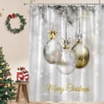 thumbnail image 2 of Merry Christmas Shower Curtain Yellow Silver Xmas Balls Snowflake Winter Snow Happy New Year Festival Decor Fabric Bathroom Curtain with Hook, 2 of 4