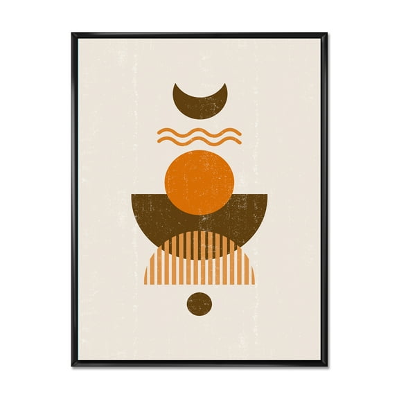 Designart 'Abstract Moon and Sun In Earth Tones' Modern Framed Canvas Wall Art Print