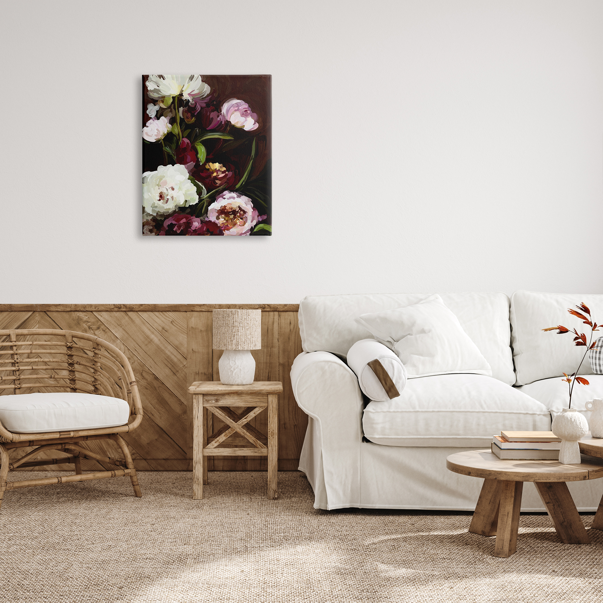 Stupell Industries Modern Roses & Peonies Botanical & Floral Painting Gallery Wrapped Canvas Print Wall Art, 24 x 30