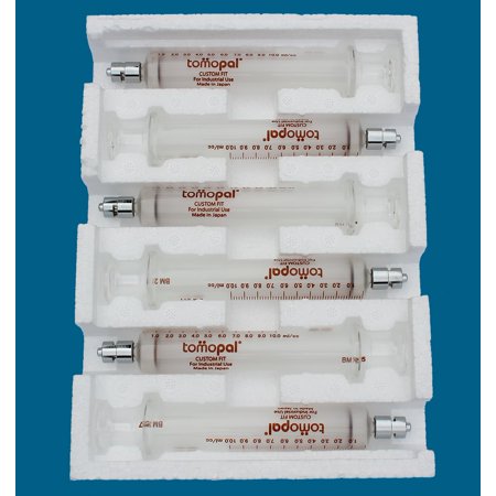 Glass Syringe 10 ml (Per Pack 6), Tomopal Glass Syringe 10 ml w/0.2 ml Graduation for Industrial or Dissolved Gas Analysis uses. P/N: 140-4510-X006, Made in Japan