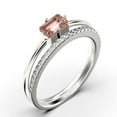 thumbnail image 3 of Beautiful Minimalist 1.20 Carat Baguette Cut Morganite And Diamond Moissanite Engagement Ring, Classic Wedding Ring in 925 Sterling Silver With 18k White Gold Plating, Bridal Set, Matching Band, 3 of 3