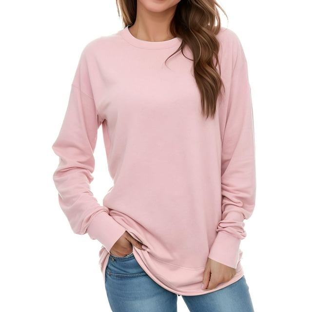 Sudadera AURUZA de manga larga y cuello redondo para mujer rosa talla XL