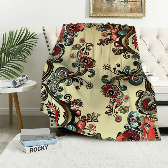 BCIIG Paisley Warm Lightweight Blanket Soft Fleece Blankets All Seasons Decor Gift Blanket Flannel Material 40x50in