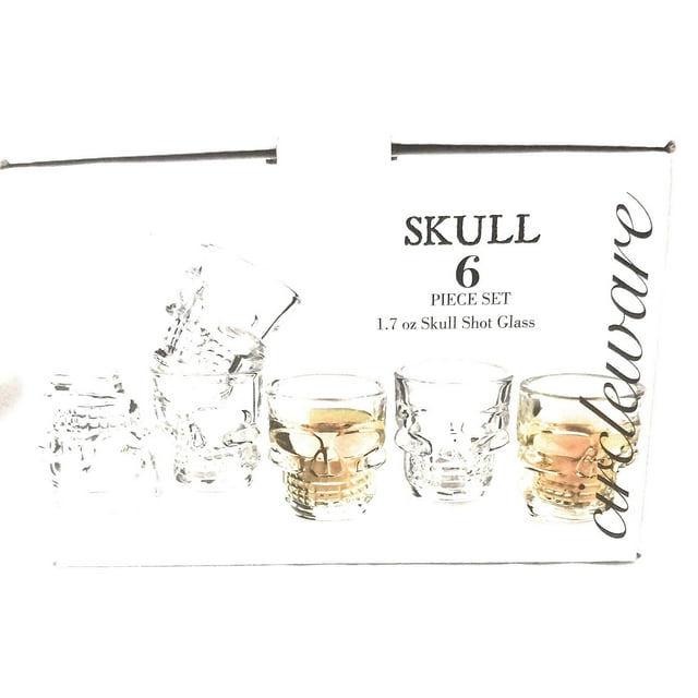 CircleWare Clear Glass Skull Shot Glasses set of 6
