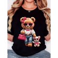 thumbnail image 1 of Camiseta De Verano Para Mujer, Ropa De Calle, Cuello Redondo, Para Acampar, Mochilero, TrabajoWomen'S T-shirt With 'Bear In Glasses Bow' Print, Retro Minimalist Fashion, Round Neck, Casual And Comfo, 1 of 6