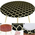 thumbnail image 3 of 1 Uds. Mantel redondo de PVC para exteriores, mantel elástico con estampado a cuadros, impermeable, resistente al viento, mantel elástico para mesa, 3 of 5