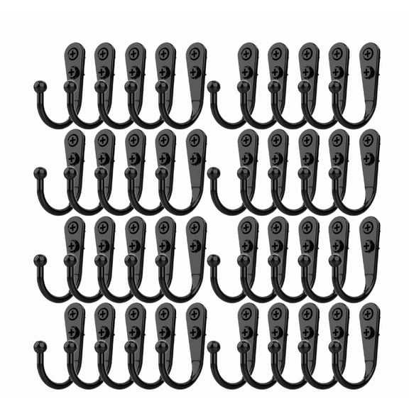 40PCS Bag Hook,Wall Mounted Hanging Hooks with Screws – Black Hooks – for Towel, Key, Robe, Coats, Scarf, Bag, Cap, Coffee Cup, Mugs