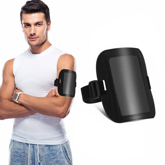 Arm Badge Holder for Men Leather ID Armband Adjustable Badge Holder with Elastic Arm Ski Pass Armband for Work Postcards Business, Black