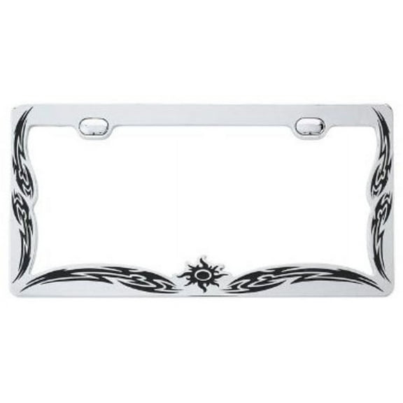Tribal Chrome License Plate Frame  Free Screw Caps with this Frame
