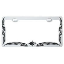 Tribal Chrome License Plate Frame Free Screw Caps with this Frame